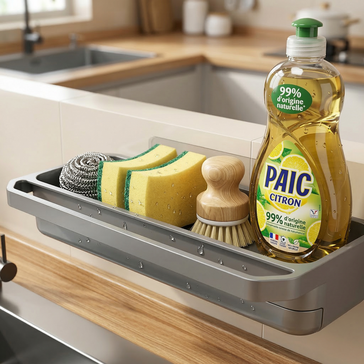 Égouttoir d’Évier Multifonction – Support Éponge et Accessoires
