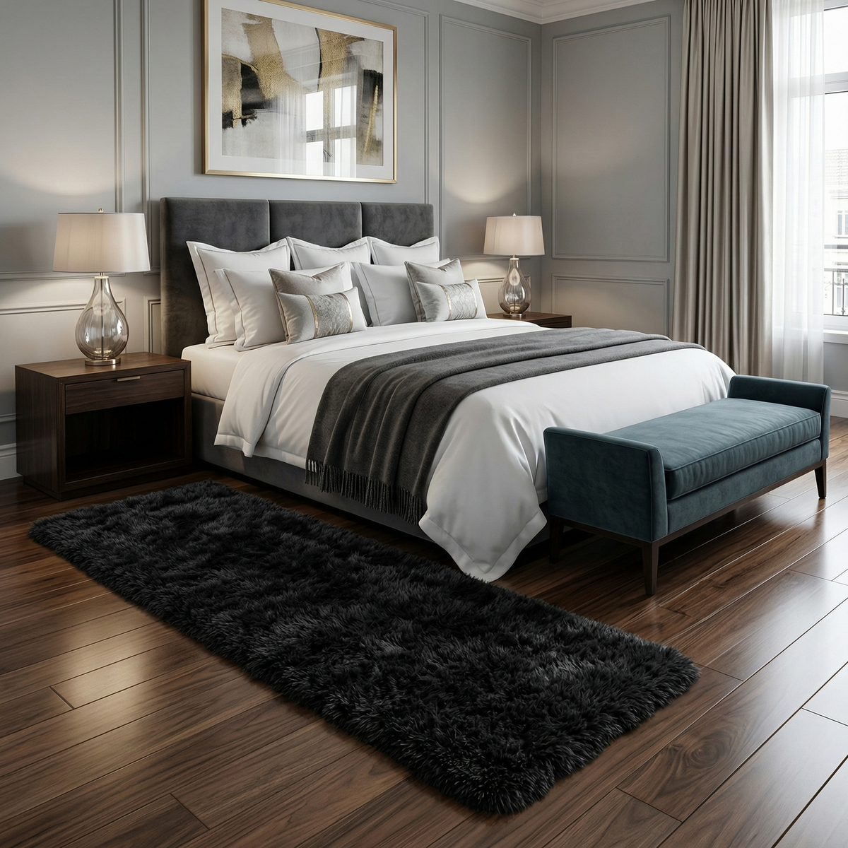 Tapis doux antidérapant pour chambre – effet peluche ultra confortable