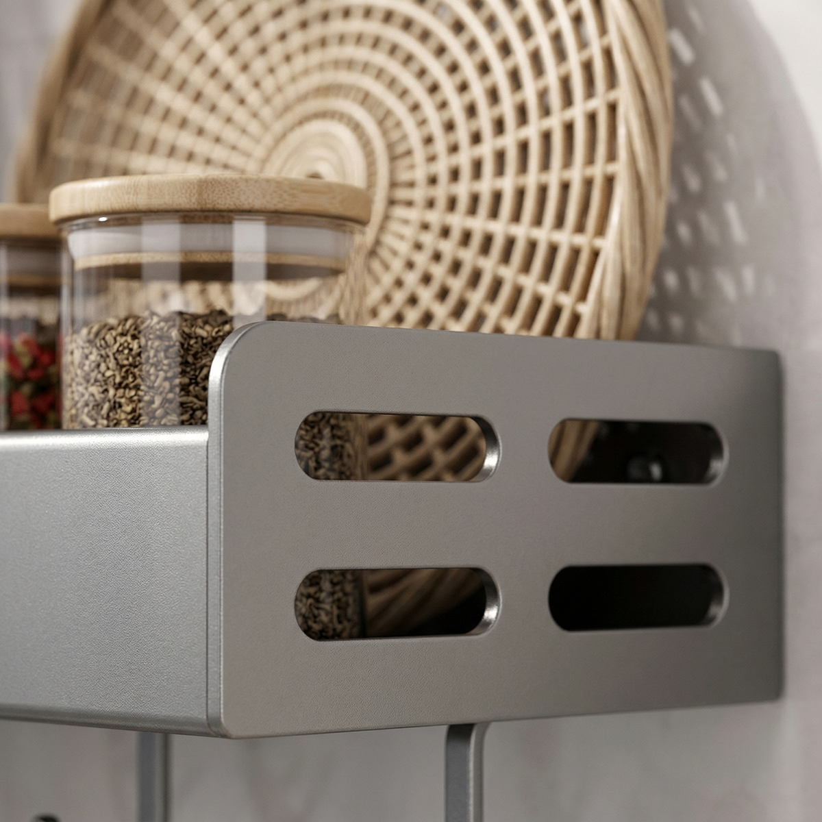 Étagère Murale Cuisine Multifonction – Rangement Épices & Ustensiles