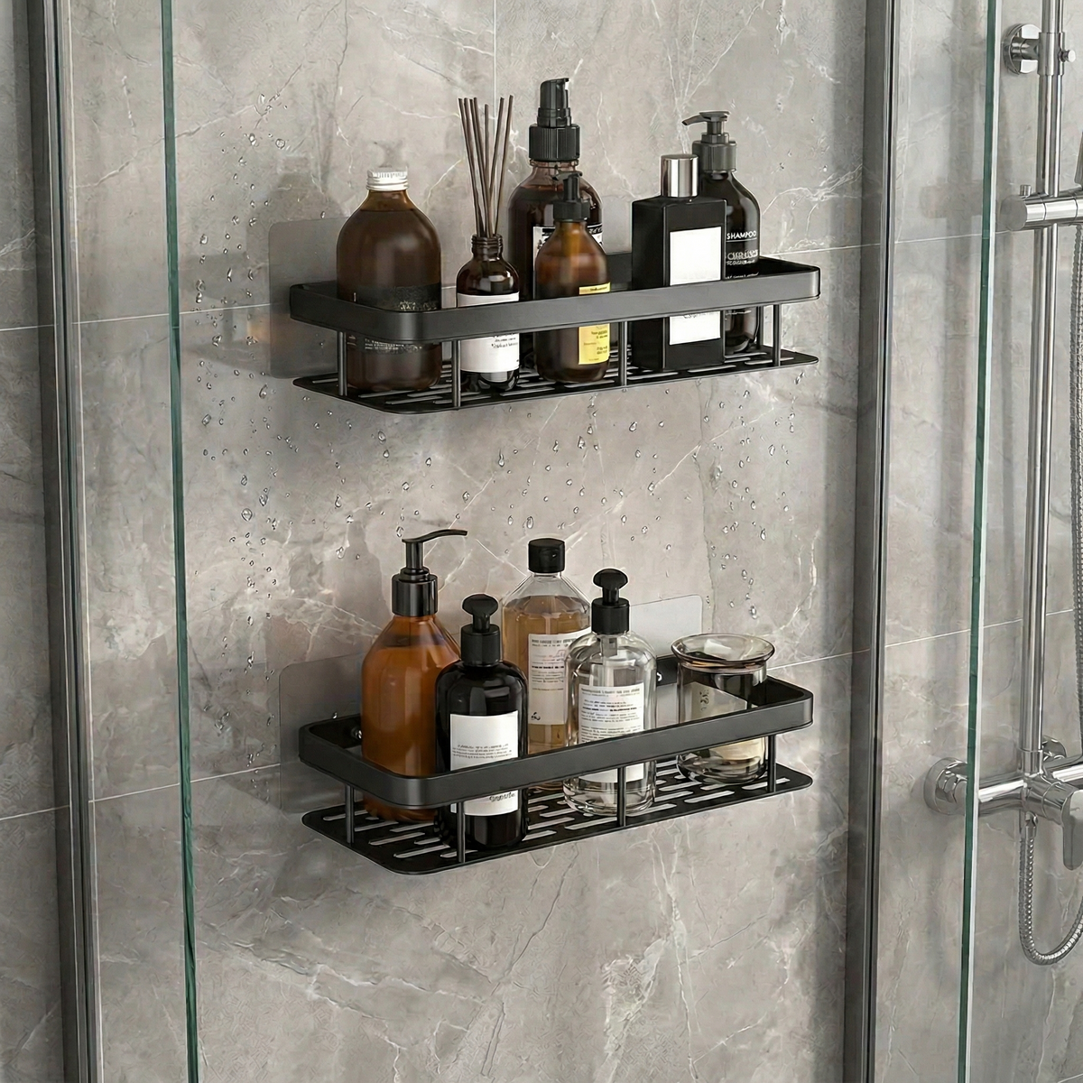 Étagère de Douche Murale Sans Percage – Rangement Salle de Bain Moderne