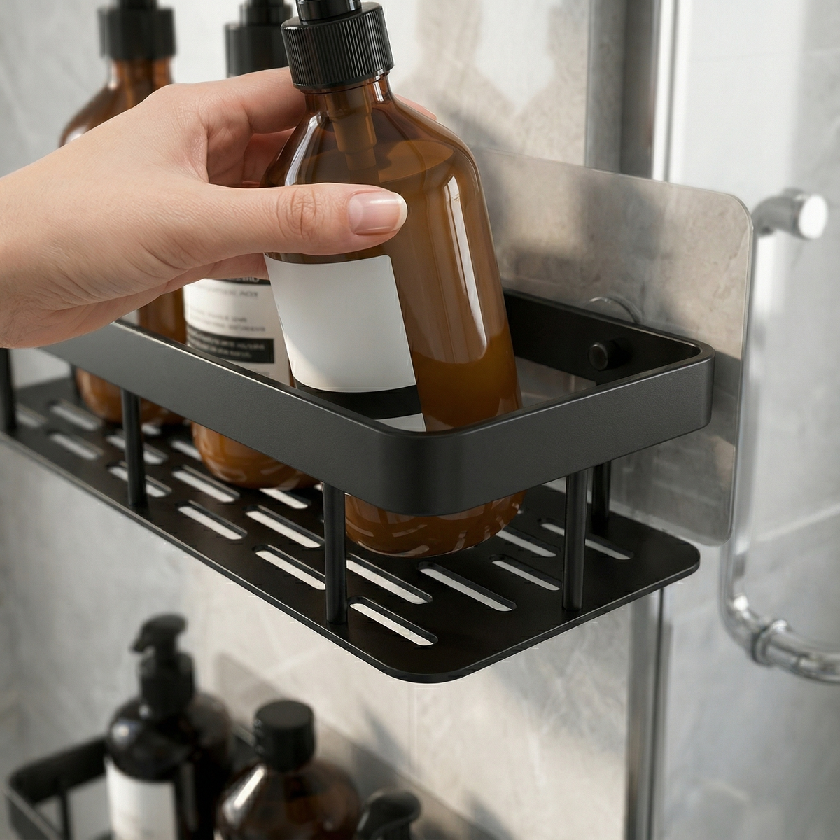 Étagère de Douche Murale Sans Percage – Rangement Salle de Bain Moderne