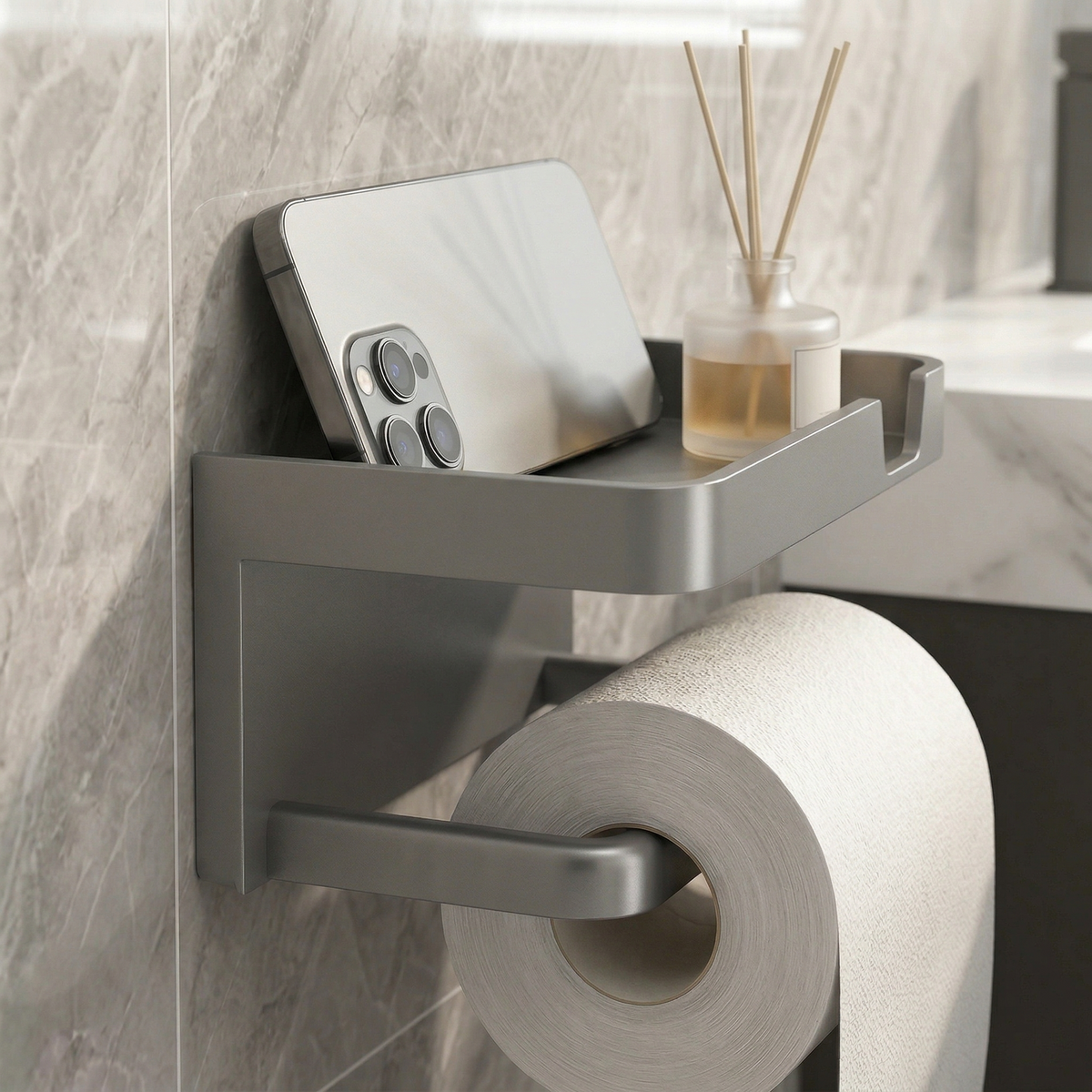 Support Papier Toilette Mural Multifonction avec Étagère